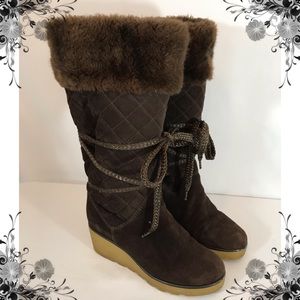 Marc Jacobs Brown Quilted Suede Boots